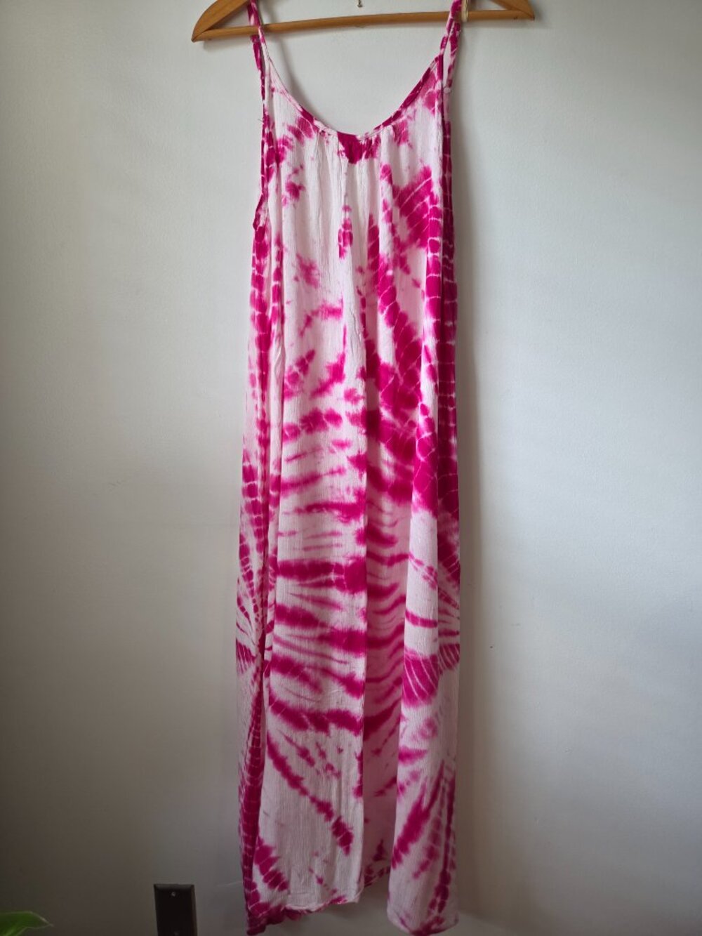 NWT RAVIYA PINK TIE DYE STRAPPY BACK MAXI BEACH SUMMER DRESS SIZE M